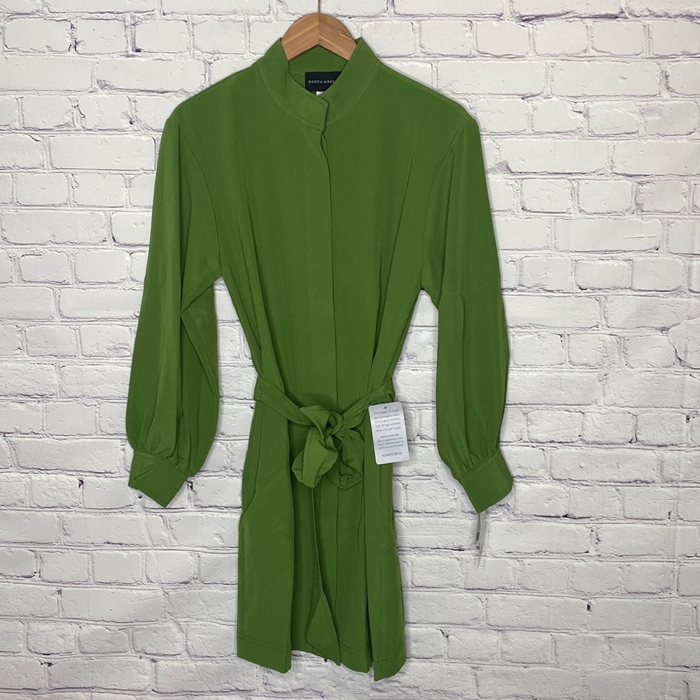 Donna Morgan Balloon Sleeve Button Down Mini Shirt Dress